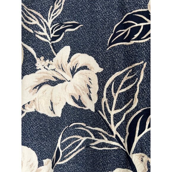 Vintage 90s Tori Richards Mens Size L Navy Hawaiian Shirt MOP Logo Buttons Surf - Picture 3 of 9